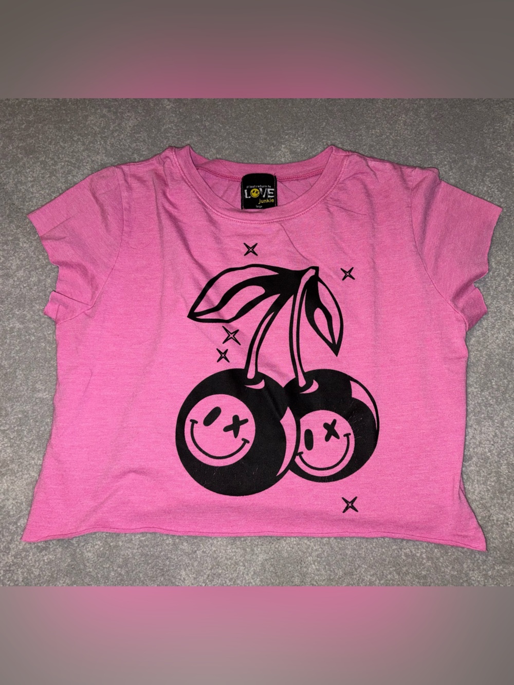 Love Junkie Kids Pink Graphic Cherry Tee